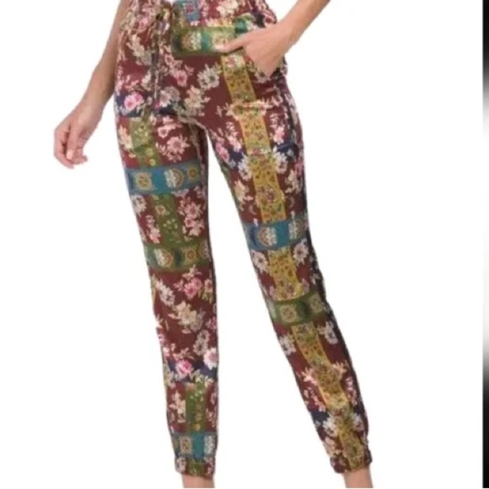 Johnny Was Laurie Presley Pant Mixed Print Silk Satin Jogger S #19 - Picture 4 of 11